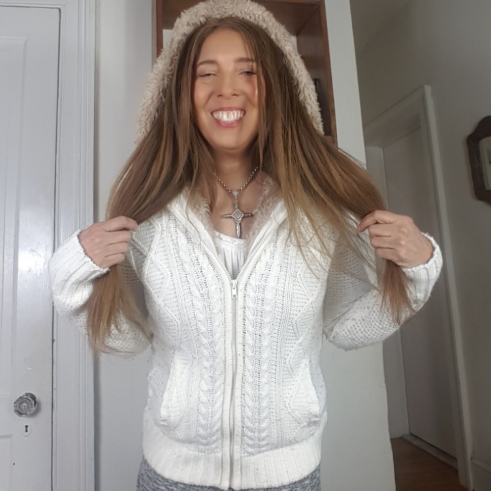 Cable Knit Sweater with Fleece Lining